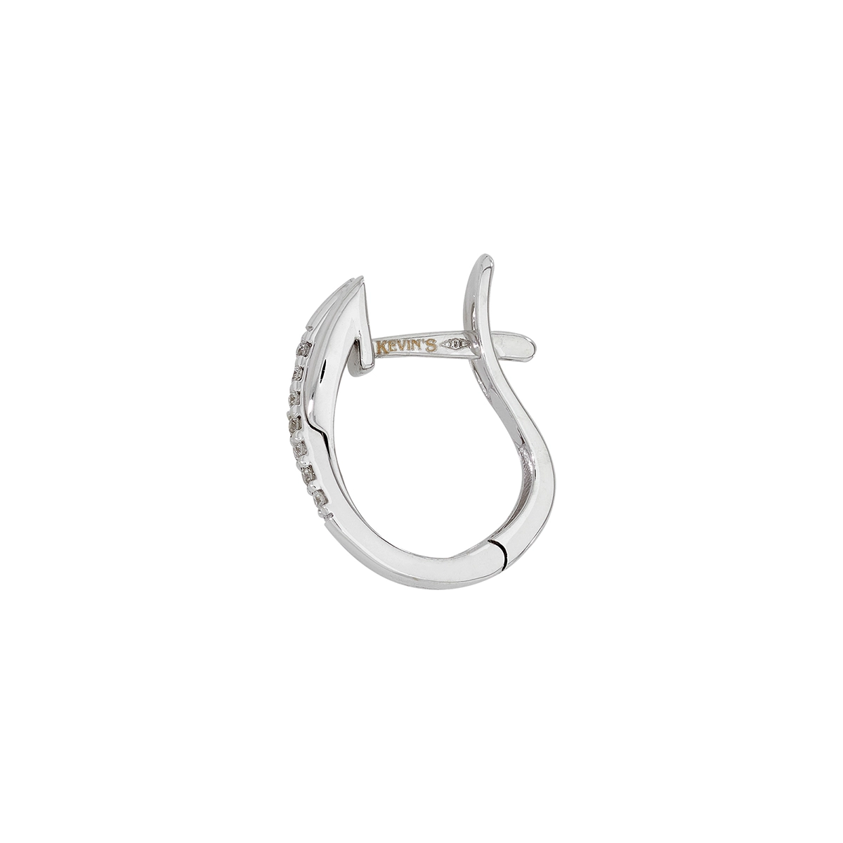 Candongas en oro blanco de 18 Kilates, Plana, con diamantes de 0.08 Ct, 2 mm. de ancho