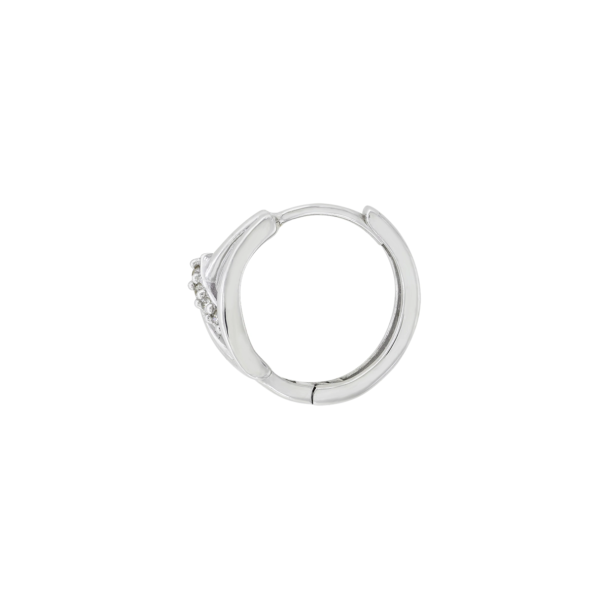 Candongas en oro blanco de 18 Kilates, Franjas, con diamantes de 0.07 Ct, 2 mm. de ancho