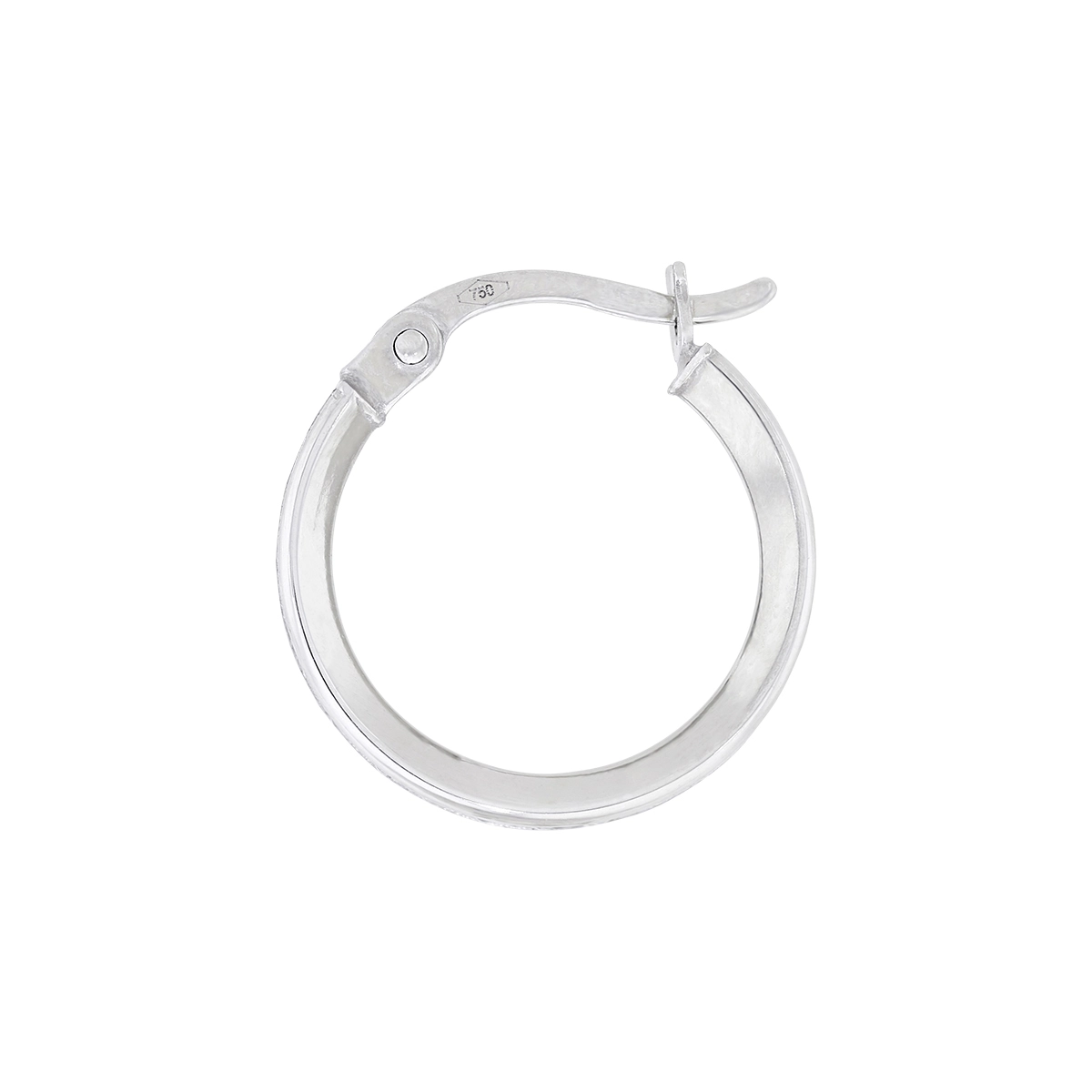 Candongas en oro blanco de 18 Kilates, Plana, con zircones, 2 mm. de ancho
