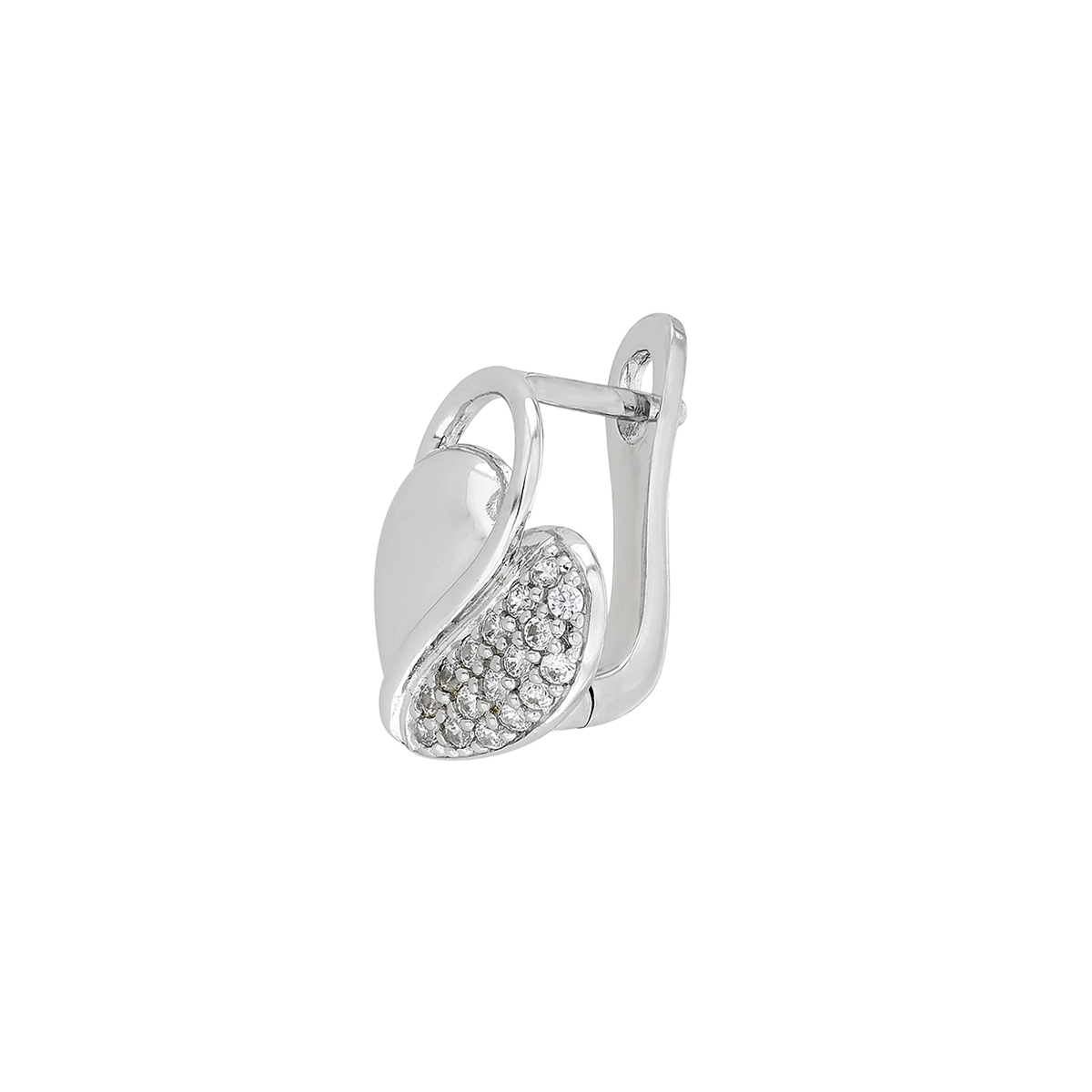 Candongas en plata Ley 925, Corazón, con zircones, de la coleccion Sueños