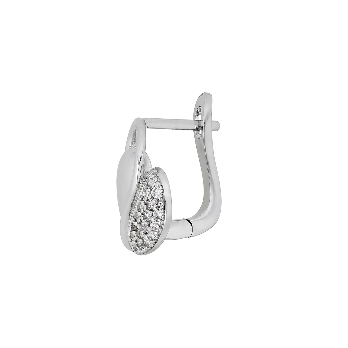 Candongas en plata Ley 925, Corazón, con zircones, de la coleccion Sueños