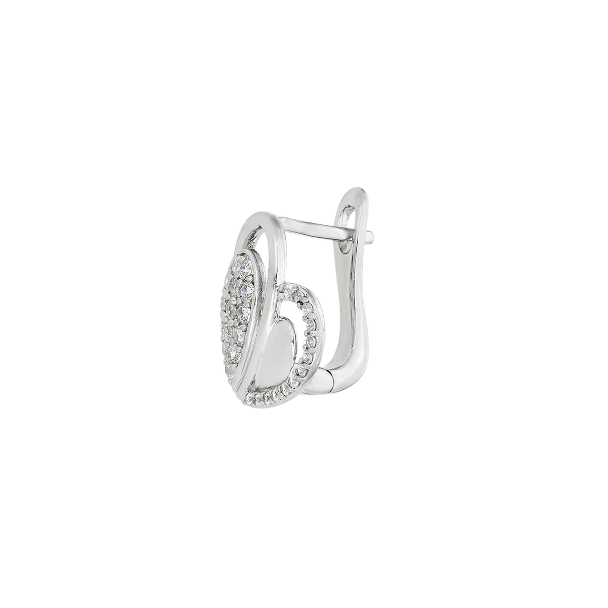 Candongas en plata Ley 925, Corazón, con zircones, de la coleccion Sueños