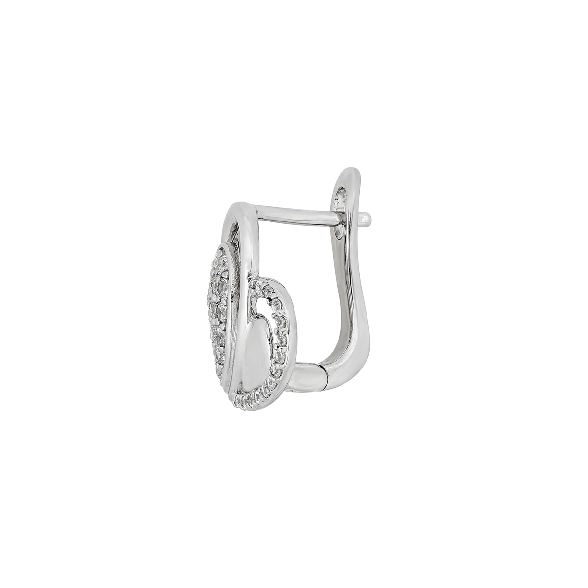Candongas en plata Ley 925, Corazón, con zircones, de la coleccion Sueños