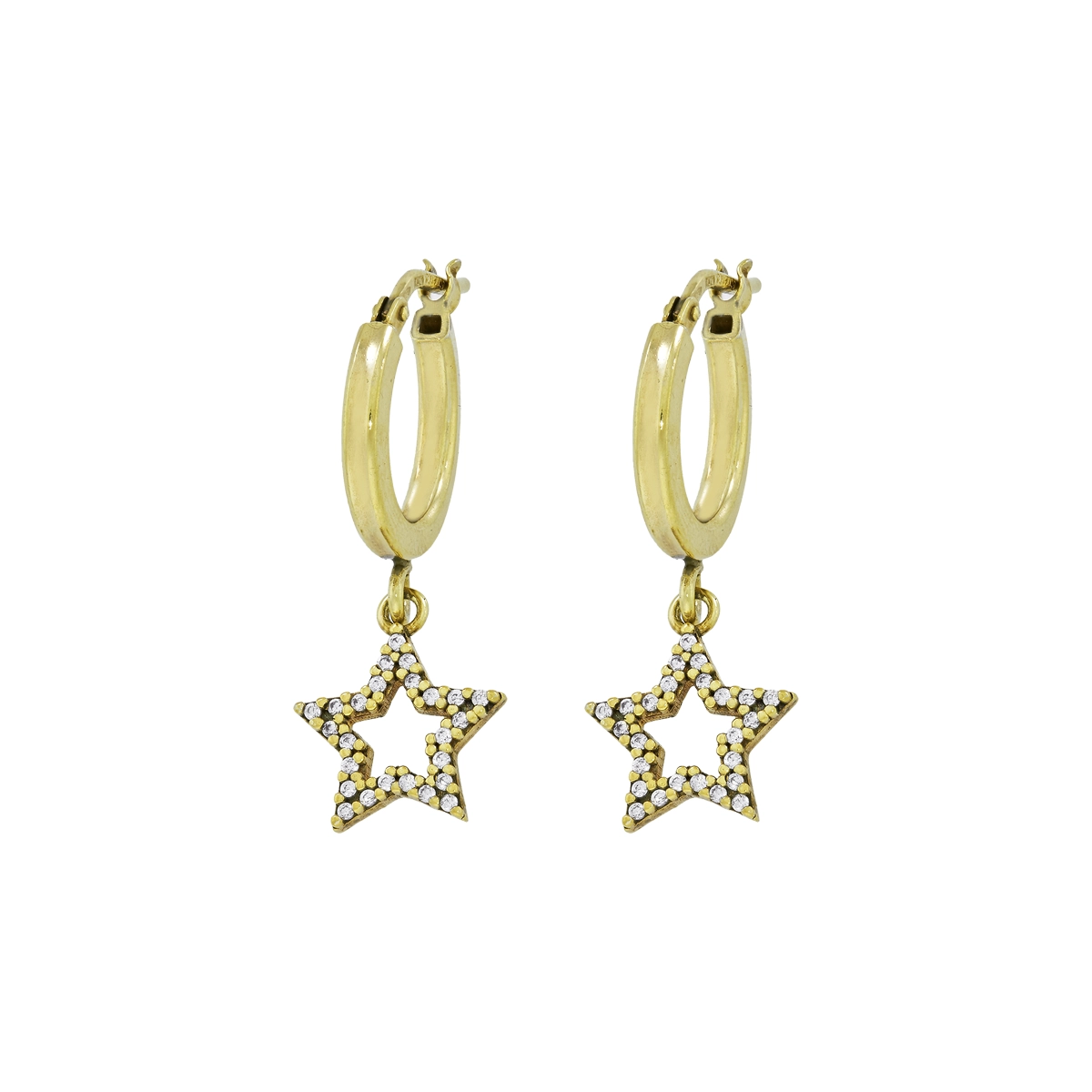 Candongas en plata Ley 925, Plana, con zircones, 2 mm. de ancho, de la coleccion Sueños