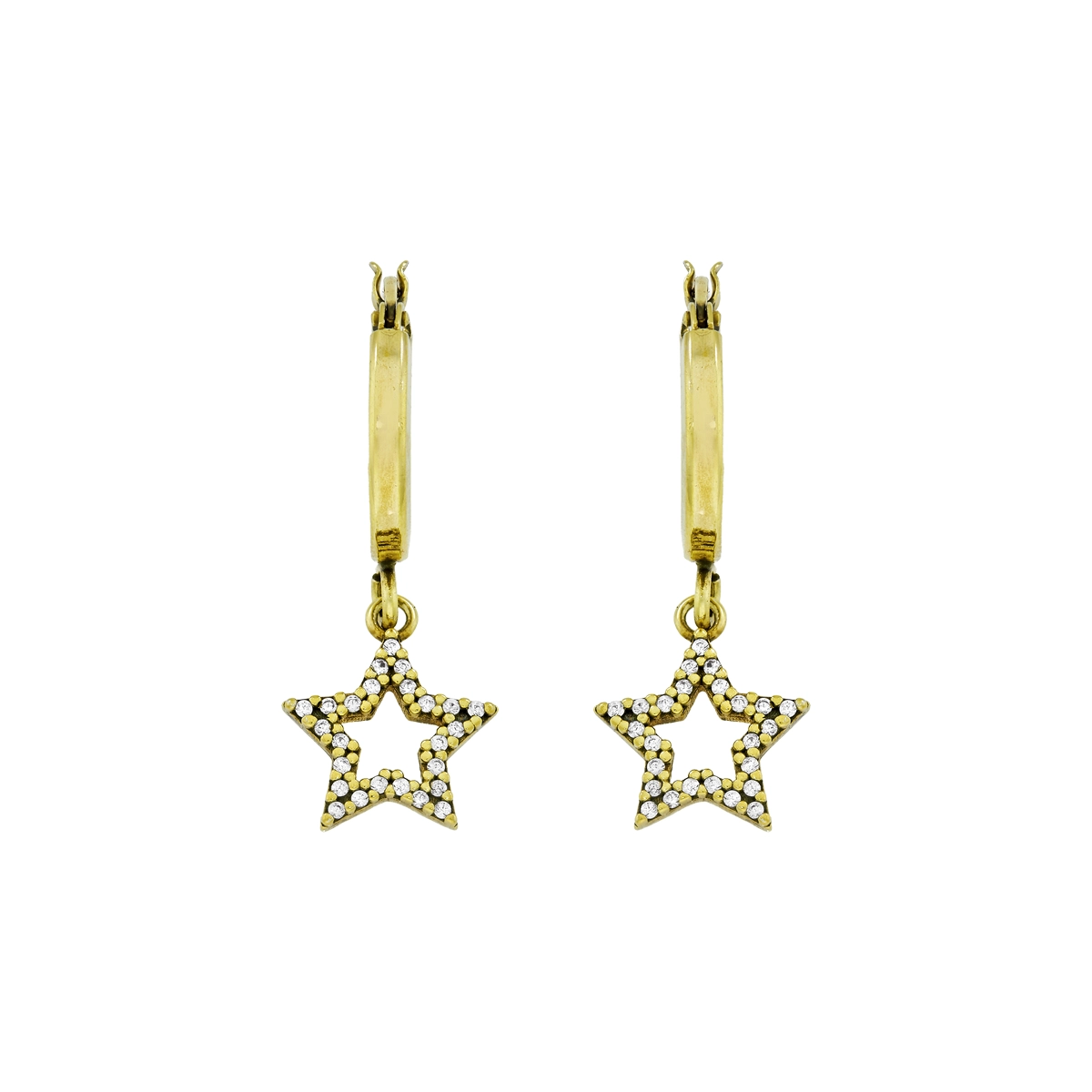 Candongas en plata Ley 925, Plana, con zircones, 2 mm. de ancho, de la coleccion Sueños