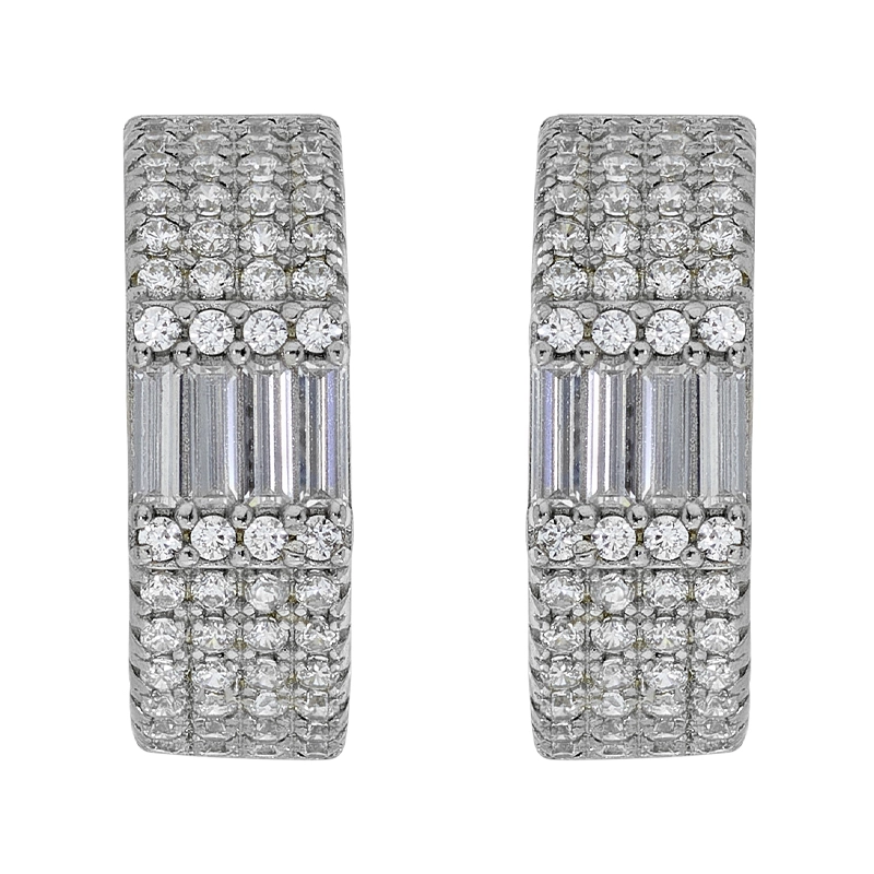 Candongas en plata Ley 925, con zircones, 5 mm. de ancho, de la coleccion Sueños
