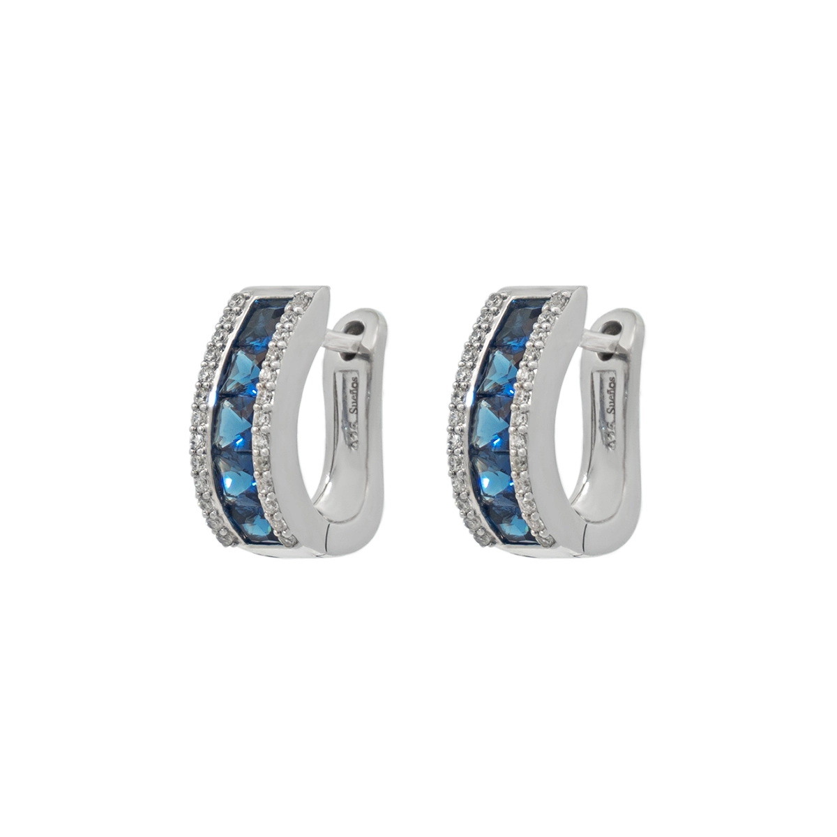 Candongas en plata Ley 925, con zircones centrales y decoración en zircones, 5.50 mm. de ancho, de la coleccion Sueños