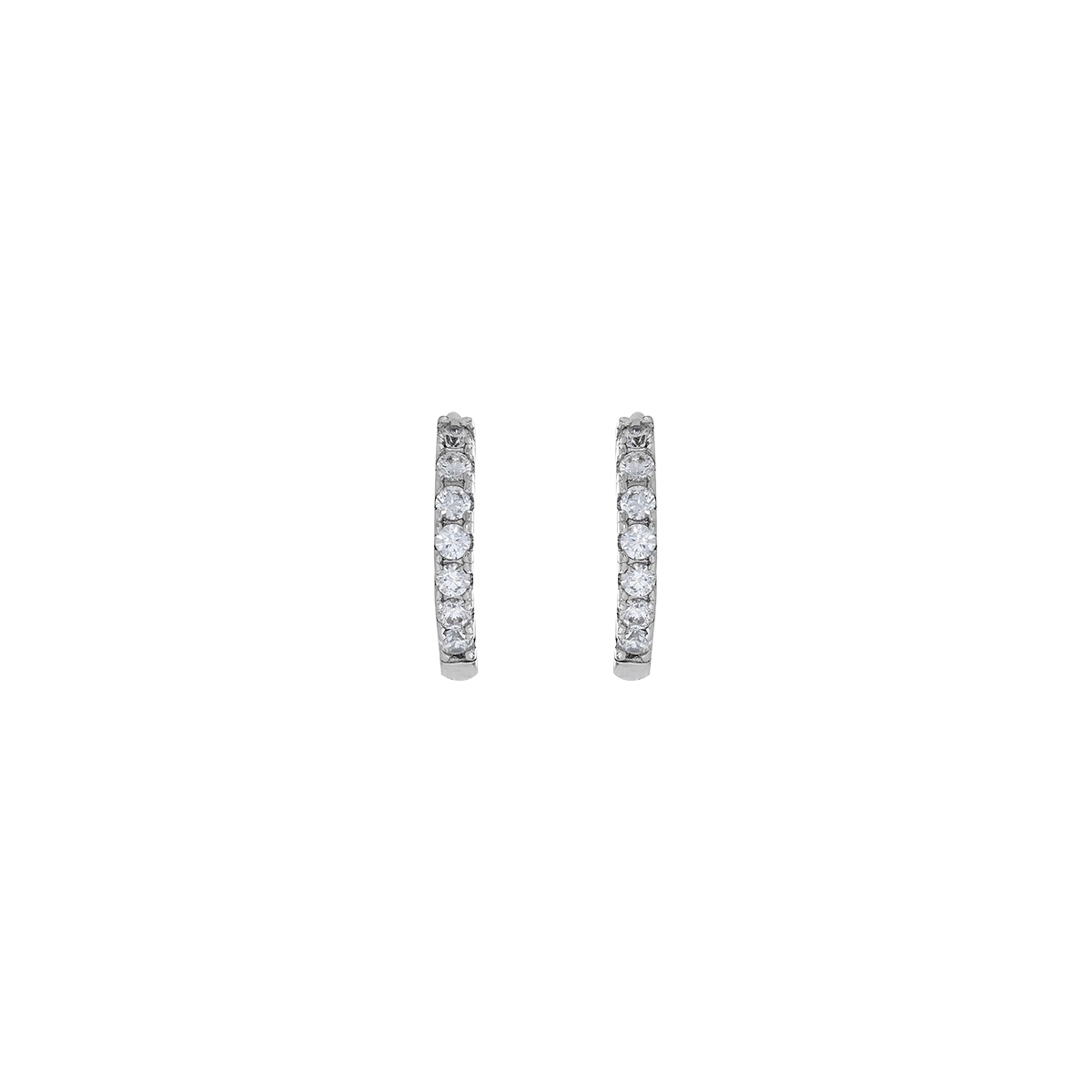 Candongas en plata Ley 925, Plana, con cristales, 1.50 mm. de ancho, de la coleccion Sueños
