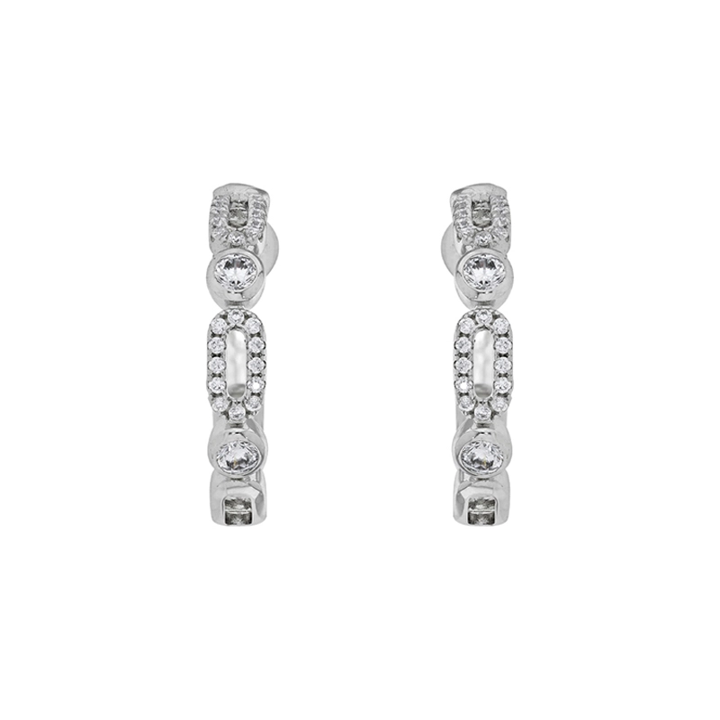Candongas en plata Ley 925, con zircones, 3.50 mm. de ancho, de la coleccion Sueños