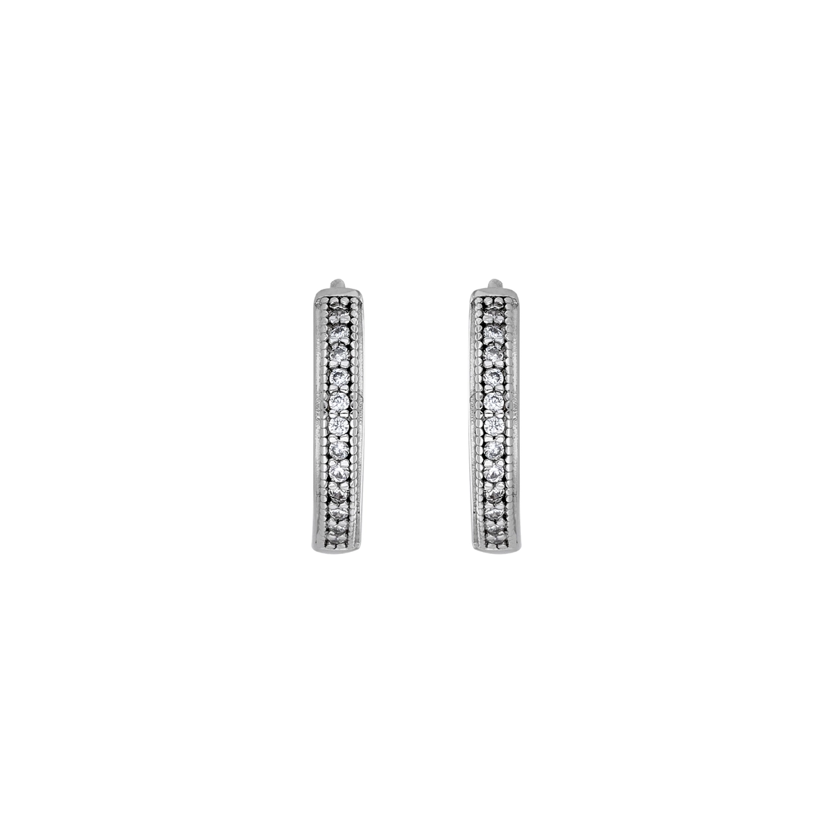 Candongas en plata Ley 925, Plana, con cristales, 2.50 mm. de ancho, de la coleccion Sueños