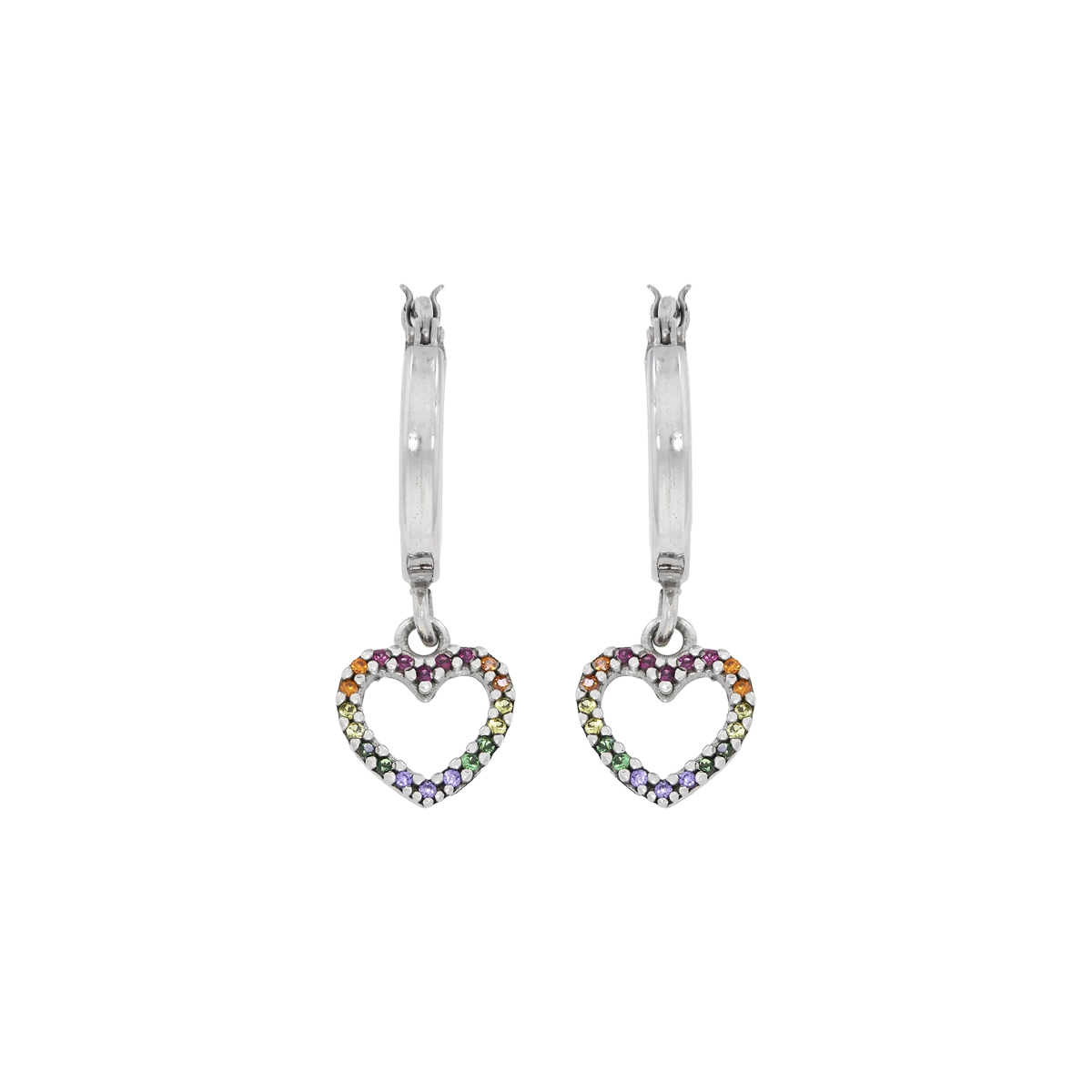 Candongas en plata Ley 925, Plana, con zircones, 2 mm. de ancho, de la coleccion Sueños