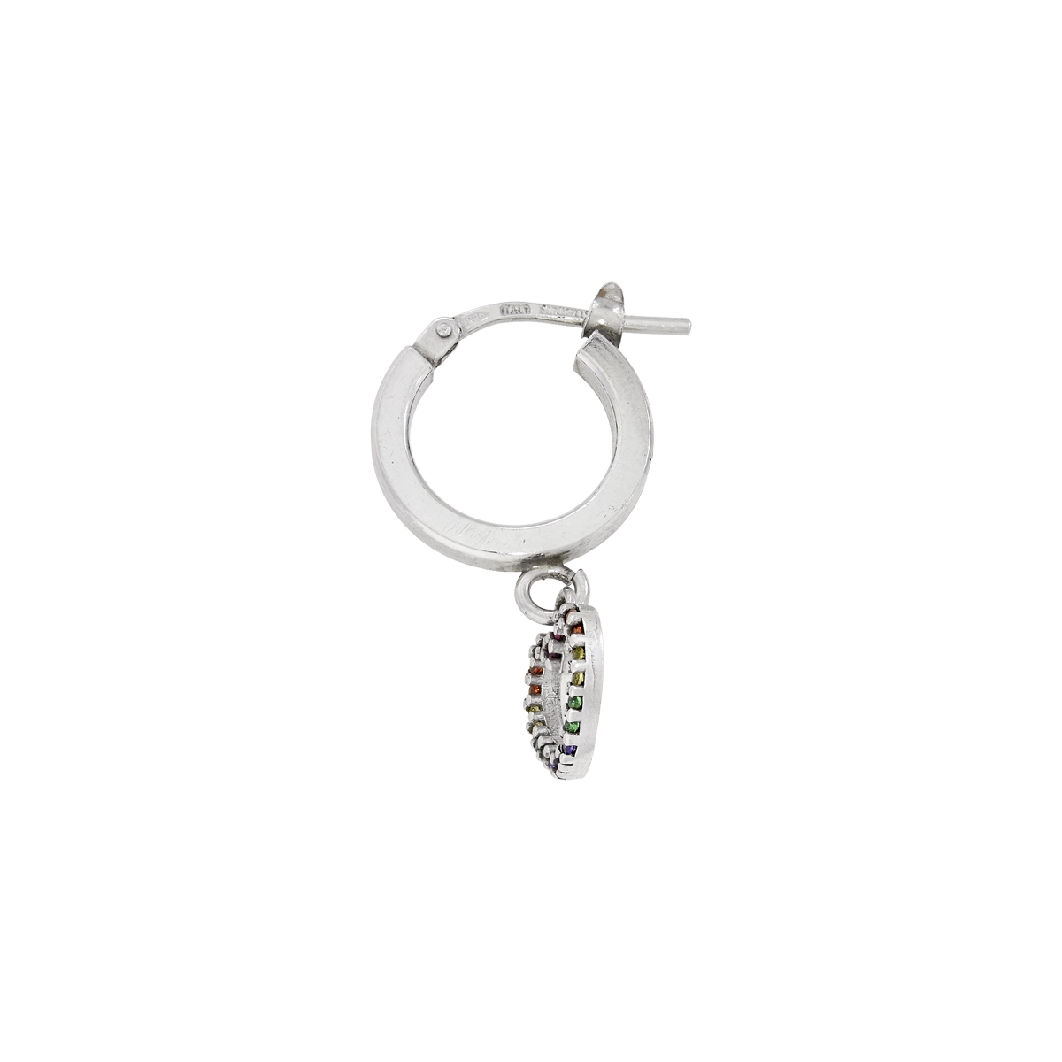 Candongas en plata Ley 925, Plana, con zircones, 2 mm. de ancho, de la coleccion Sueños