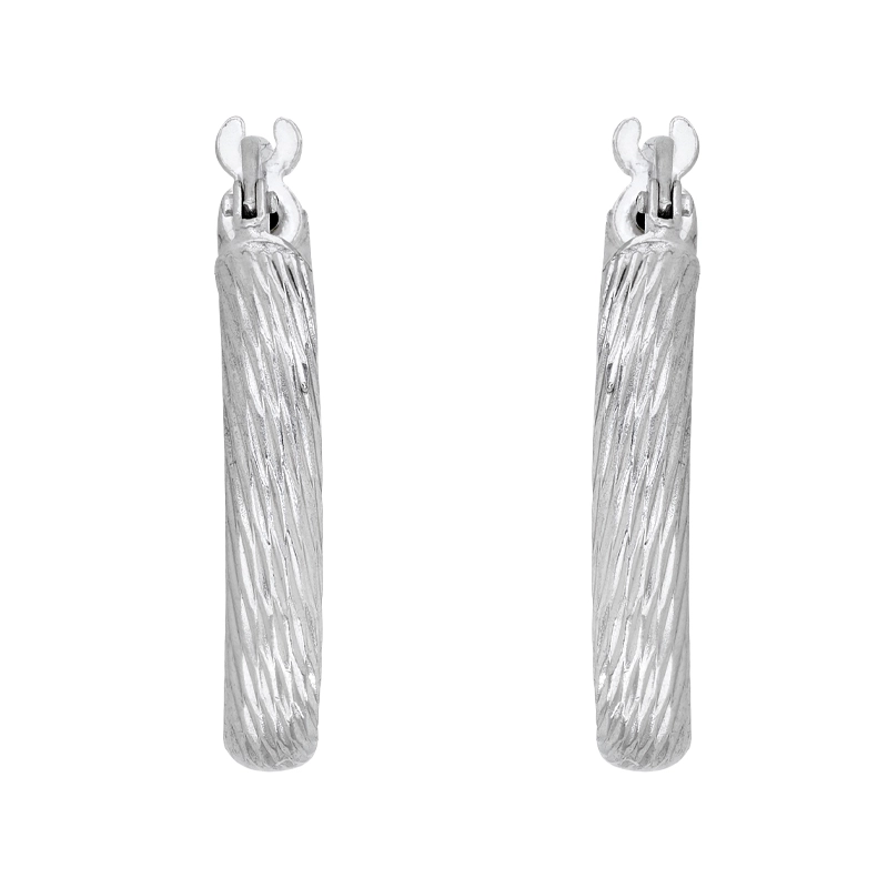 Candongas en plata Ley 925 con visos, Entorchada, 3 mm. de ancho, de la coleccion Sueños