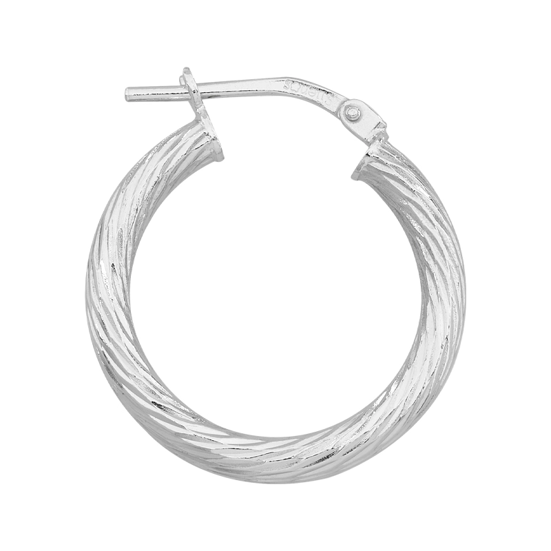 Candongas en plata Ley 925 con visos, Entorchada, 3 mm. de ancho, de la coleccion Sueños