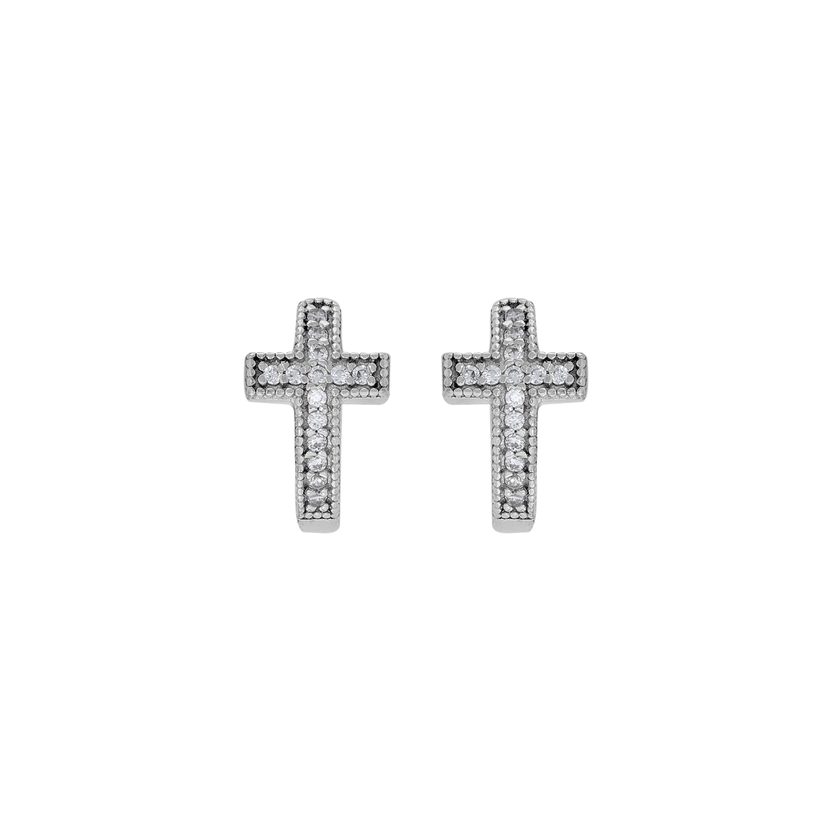 Candongas en plata Ley 925, Plana, con cristales, 2 mm. de ancho, de la coleccion Sueños