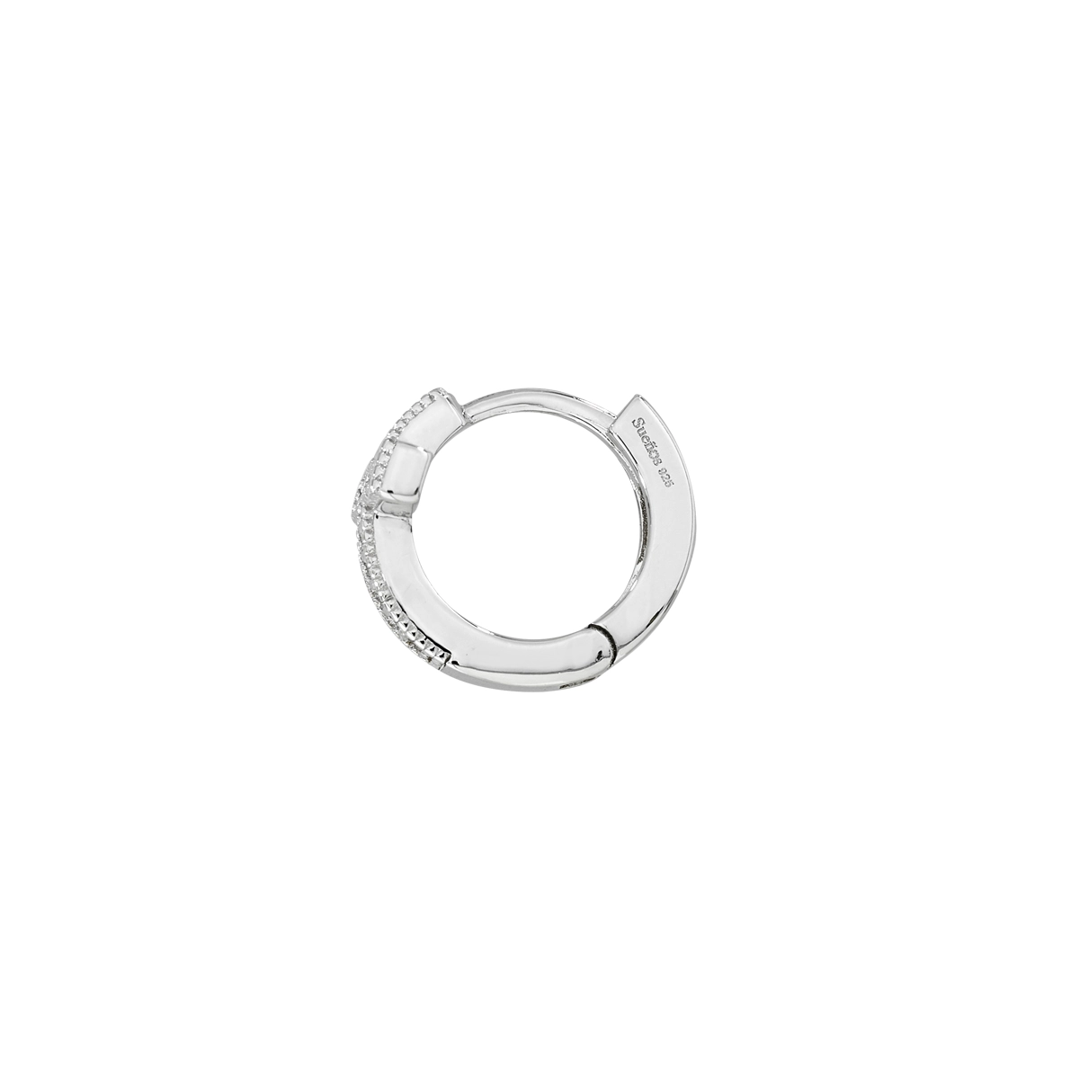 Candongas en plata Ley 925, Plana, con cristales, 2 mm. de ancho, de la coleccion Sueños