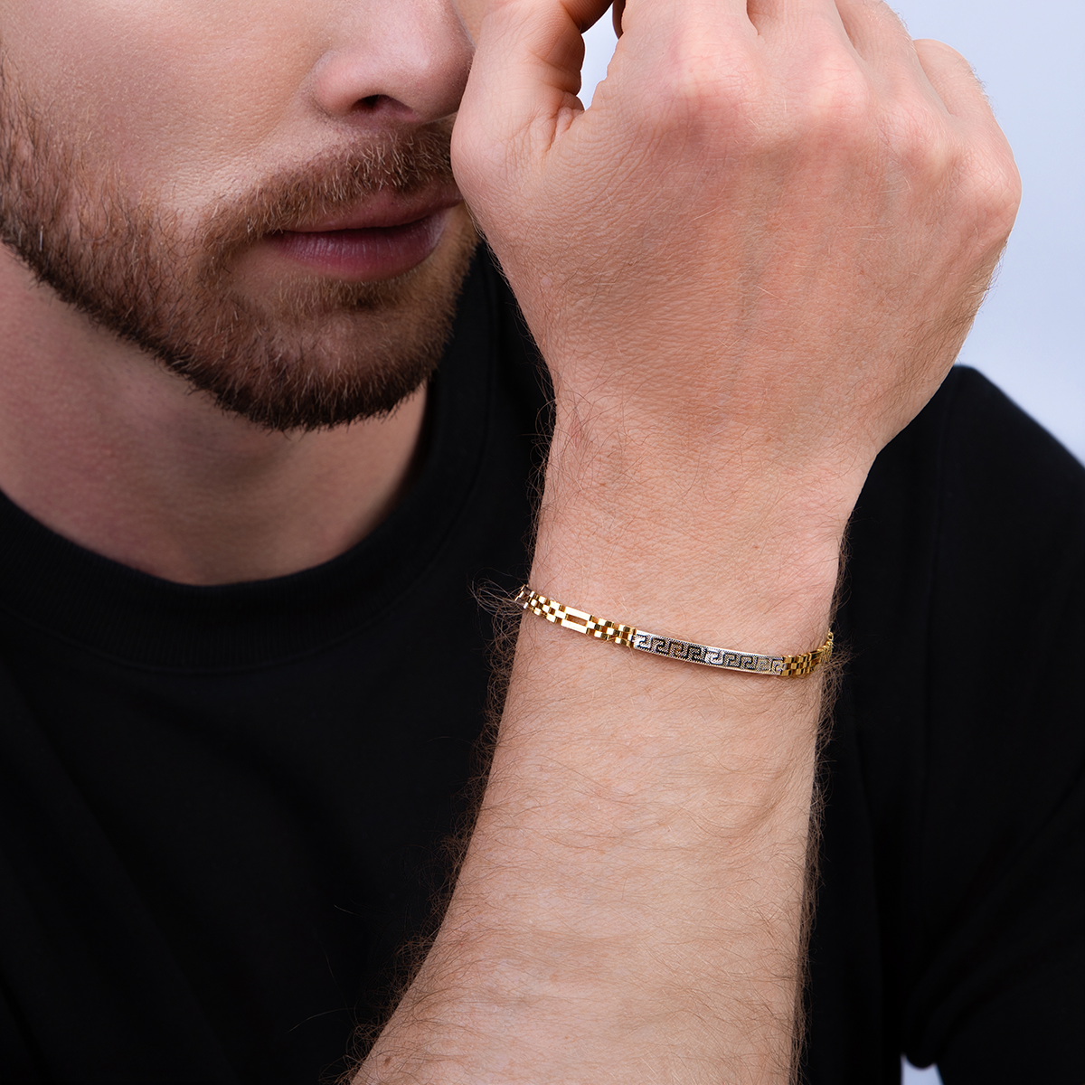 Pulsera esclava en oro de 18 Kilates, Barras, 19 cm. de largo, 3.50 mm. de ancho