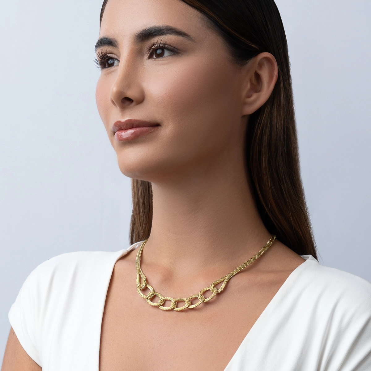 Gargantilla en oro amarillo de 18 Kilates con visos, Grumette, 45 cm. de largo, 4.50 mm. de ancho