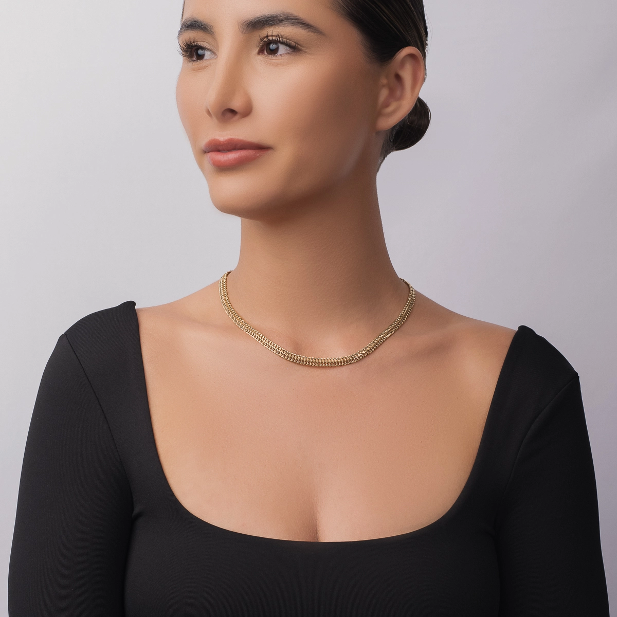 Gargantilla en oro amarillo de 18 Kilates, Grumette, 45 cm. de largo, 6 mm. de ancho