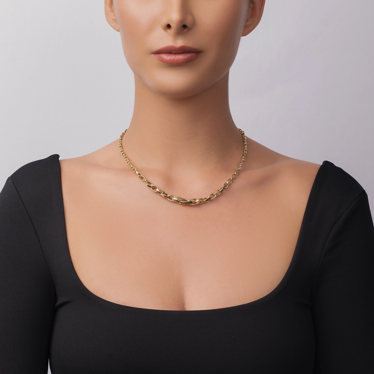 Gargantilla en oro amarillo de 18 Kilates, Degrade, 45 cm. de largo, 4 mm. de ancho