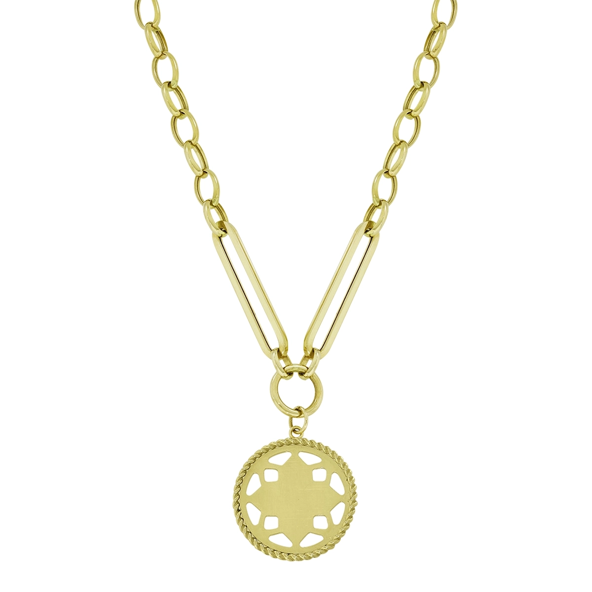 Gargantilla en oro amarillo de 18 Kilates, Flores, 45 cm. de largo, 5 mm. de ancho