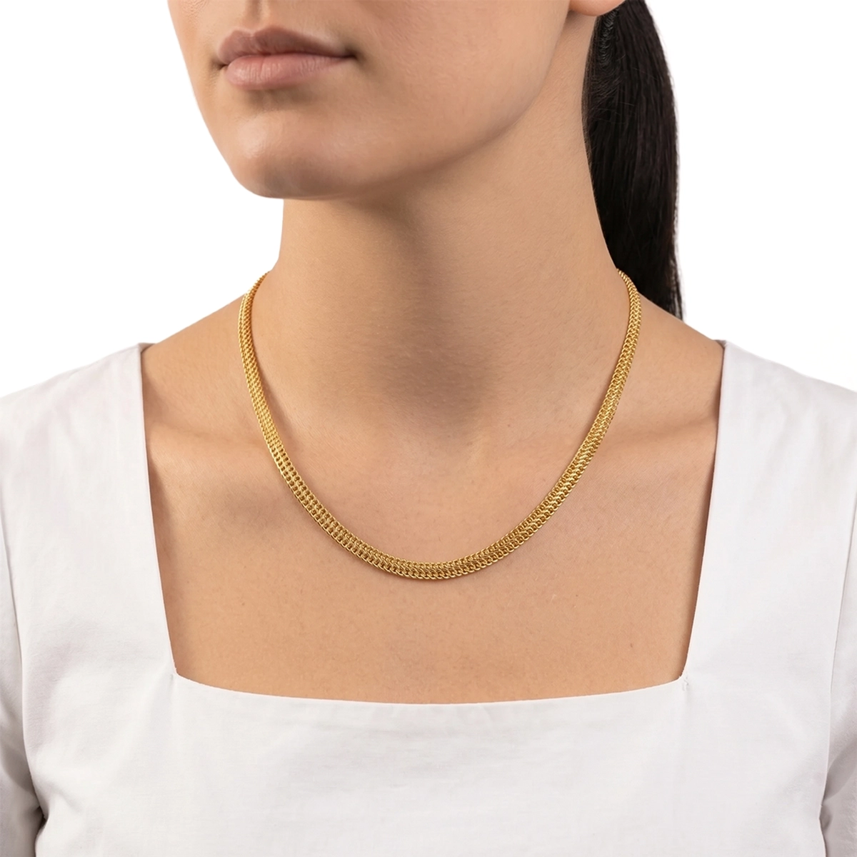Gargantilla en oro amarillo de 18 Kilates, 45 cm. de largo, 5 mm. de ancho