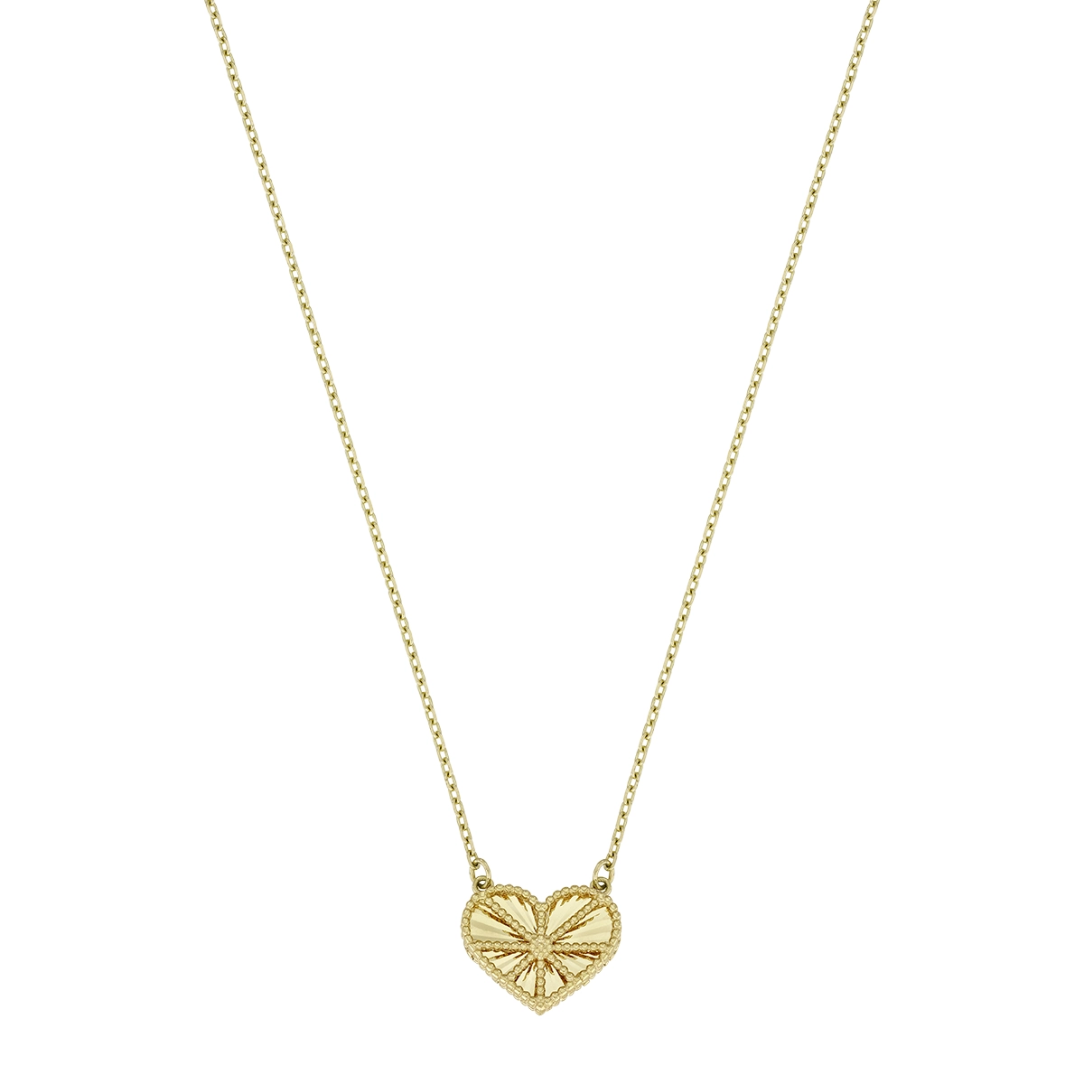 Gargantilla en oro amarillo de 18 Kilates con visos, Corazón, 40 cm. de largo, 1 mm. de ancho