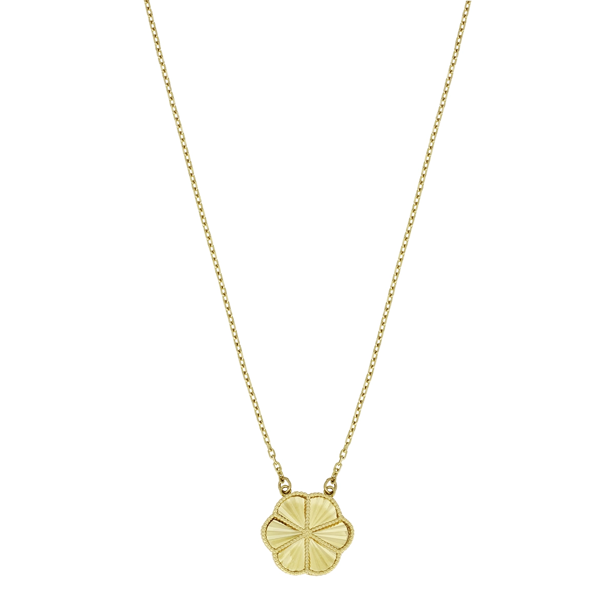 Gargantilla en oro amarillo de 18 Kilates con visos, Flores, 40 cm. de largo, 1 mm. de ancho