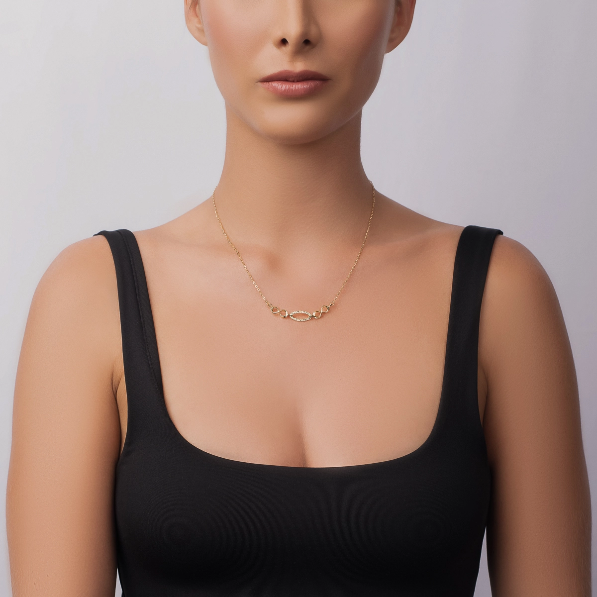 Gargantilla en oro amarillo de 18 Kilates con visos, Infinito, 40 cm. de largo, 1.50 mm. de ancho