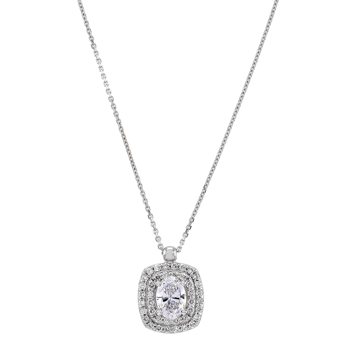 Gargantilla en oro blanco de 18 Kilates, Uñas+decoración, con diamante laboratorio central de 0.50 Ct y decoración en diamante de laboratorio de 0.22 Ct, 42 cm. de largo, 0.50 mm. de ancho