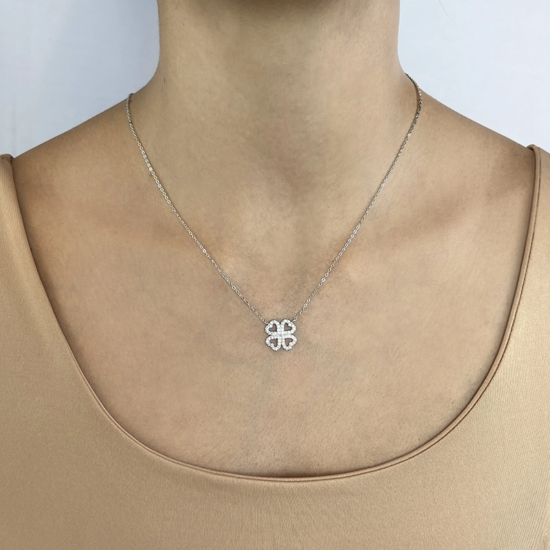 Gargantilla en plata Ley 925, Flores, con cristales, 45 cm. de largo, 1 mm. de ancho, de la coleccion Sueños