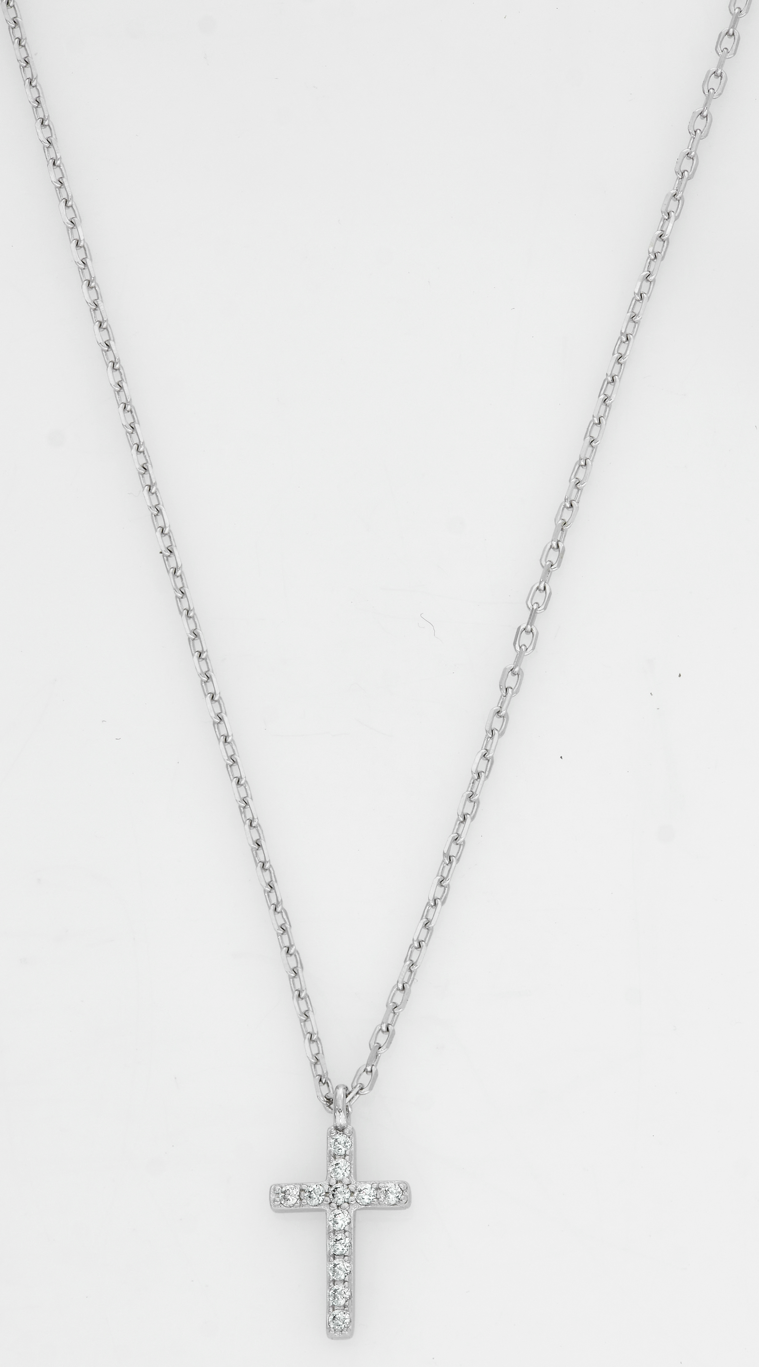Gargantilla en plata Ley 925, Cruz, con cristales, 44 cm. de largo, 1 mm. de ancho, de la coleccion Sueños