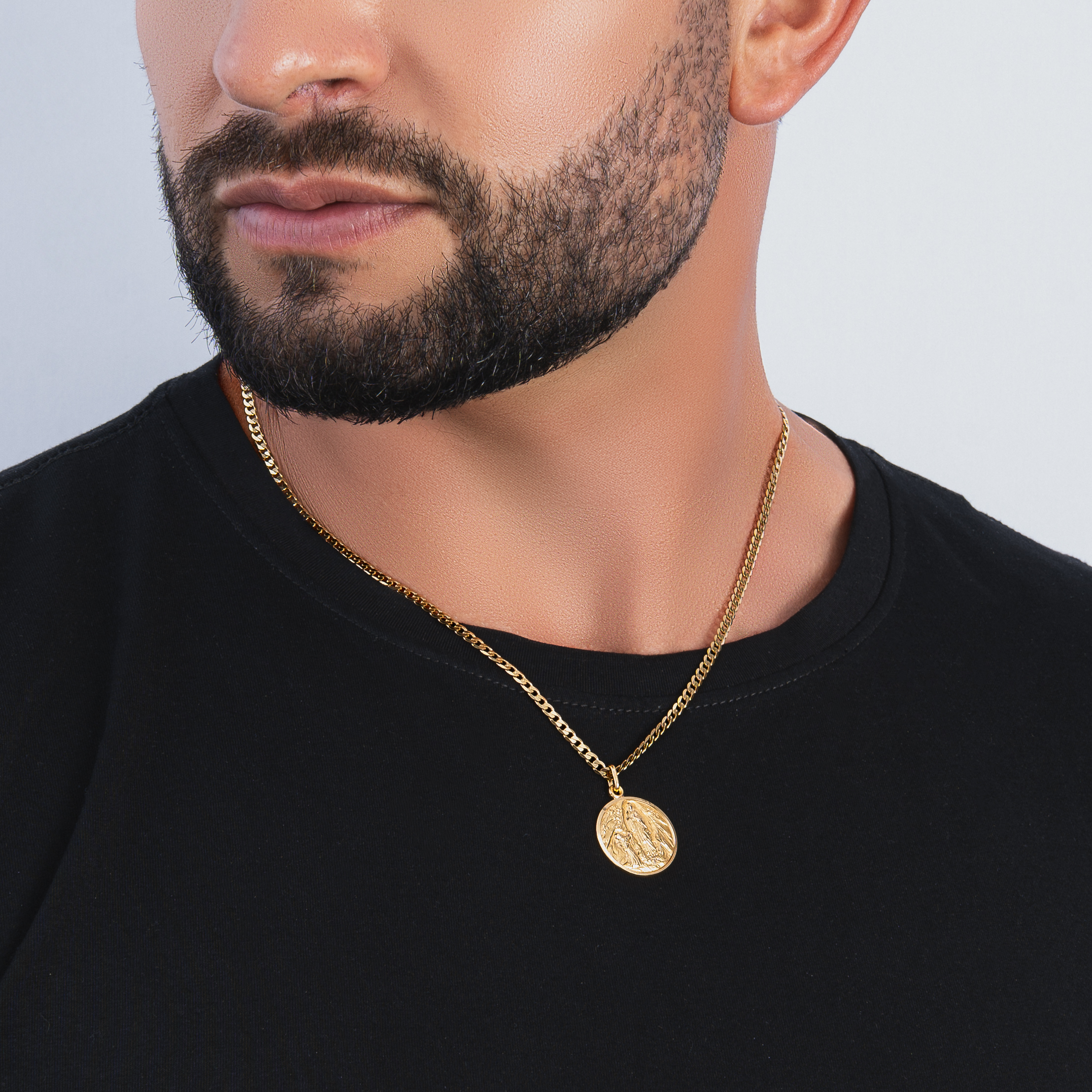 Medalla en oro amarillo de 18 Kilates satinado, Lourdes