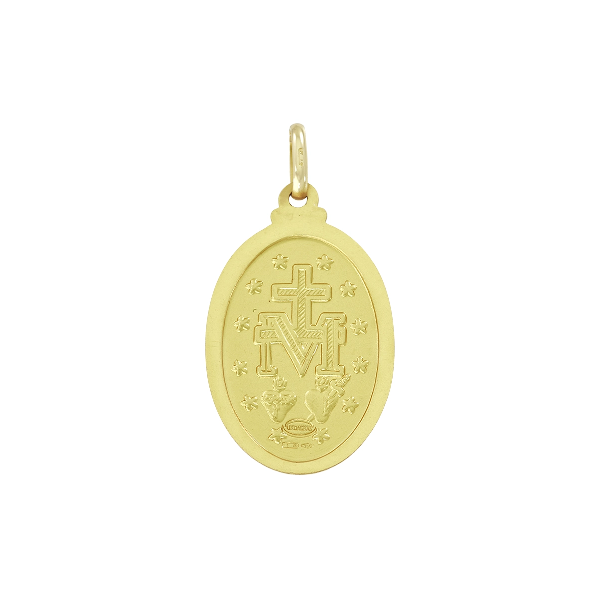 Medalla en oro amarillo de 18 Kilates satinado, Virgen