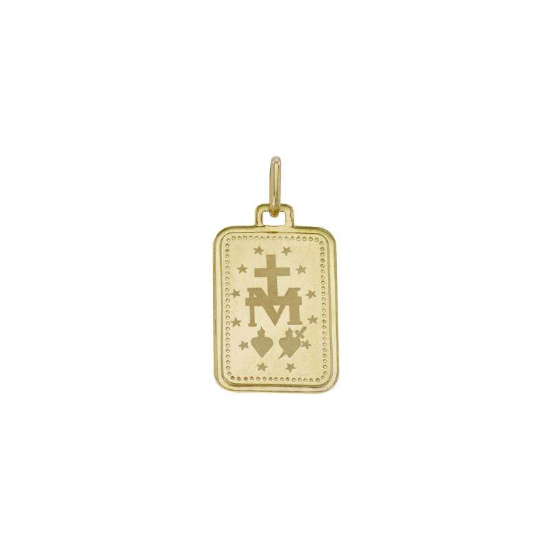 Medalla de la Virgen Milagrosa en oro amarillo de 18 Kilates con visos satinado