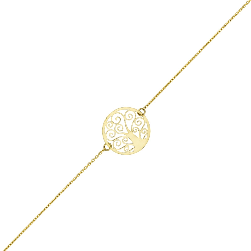 Pulsera de árbol de la vida en oro amarillo de 18 Kilates