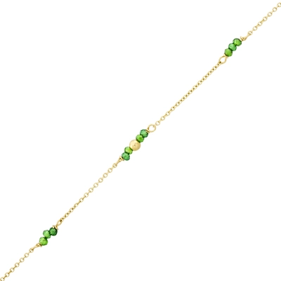 Pulsera en oro amarillo de 18 Kilates, con cuarzos, 18 cm. de largo, 1 mm. de ancho