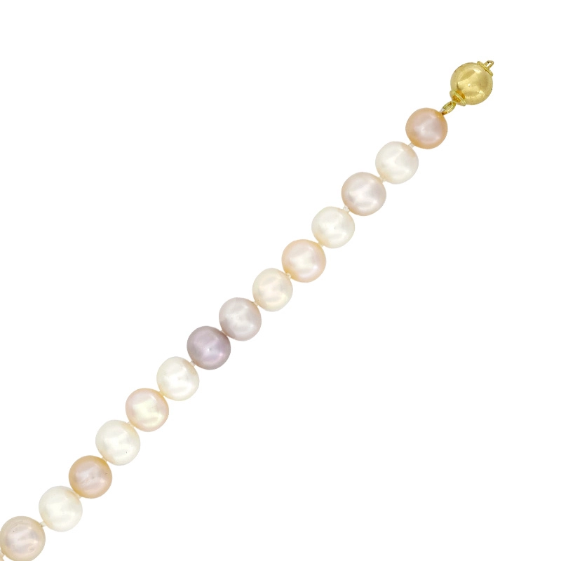 Pulsera con perlas de 8 mm de ancho aprox con broche en oro amarillo de 18 Kilates, 19 cm. de largo