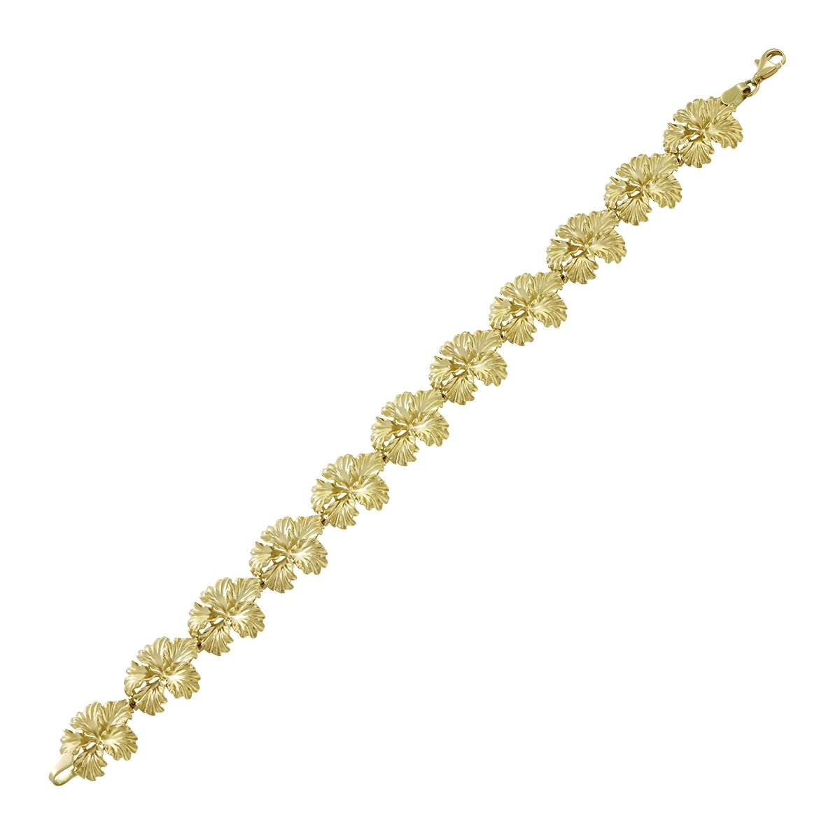 Pulsera en oro amarillo de 18 Kilates con visos, 19 cm. de largo, 15.50 mm. de ancho