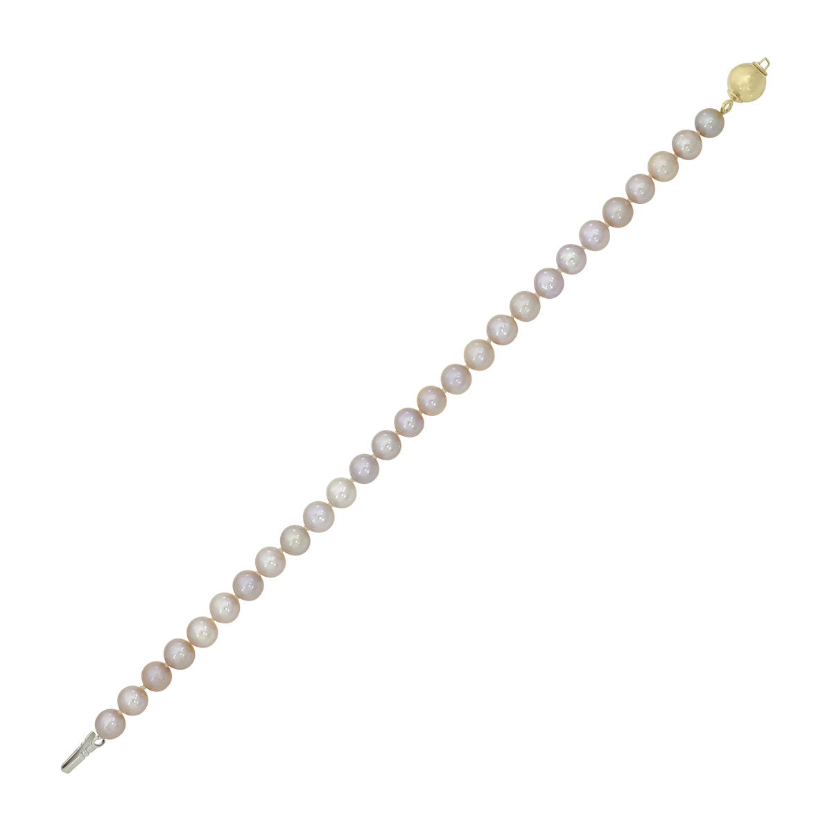 Pulsera con perlas centrales de 6 mm de ancho aprox con broche en oro amarillo de 18 Kilates, 19 cm. de largo