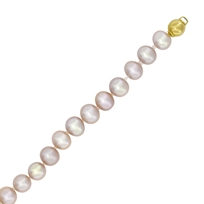 Pulsera con perlas de 6 mm de ancho aprox con broche en oro amarillo de 18 Kilates, 19 cm. de largo