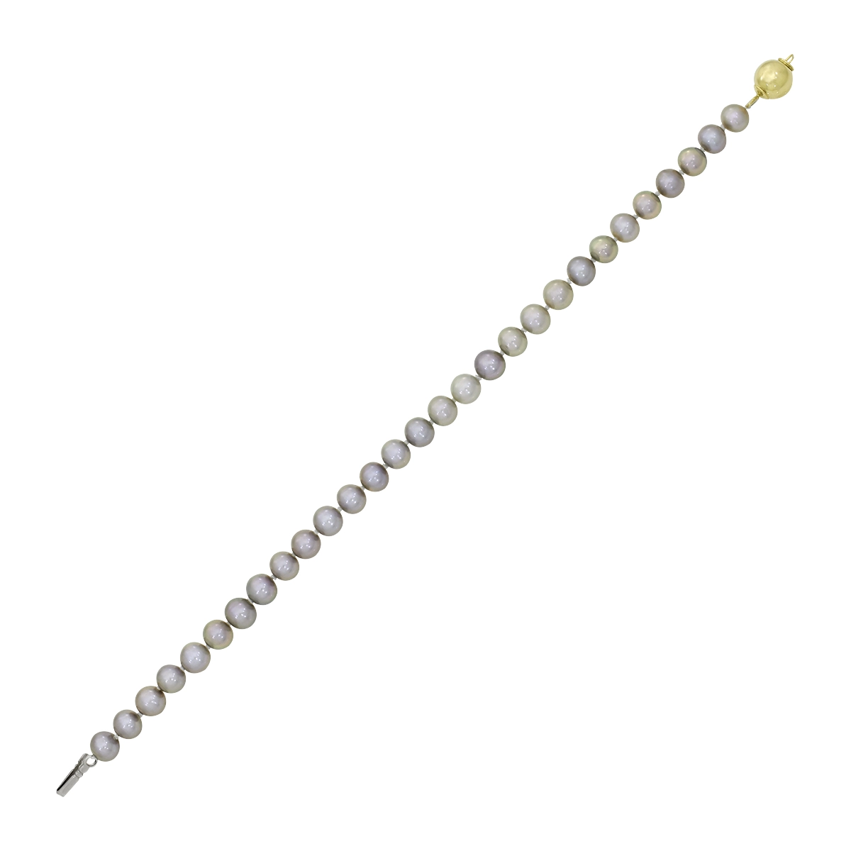 Pulsera con perlas de 6 mm de ancho aprox con broche en oro amarillo de 18 Kilates, 19 cm. de largo