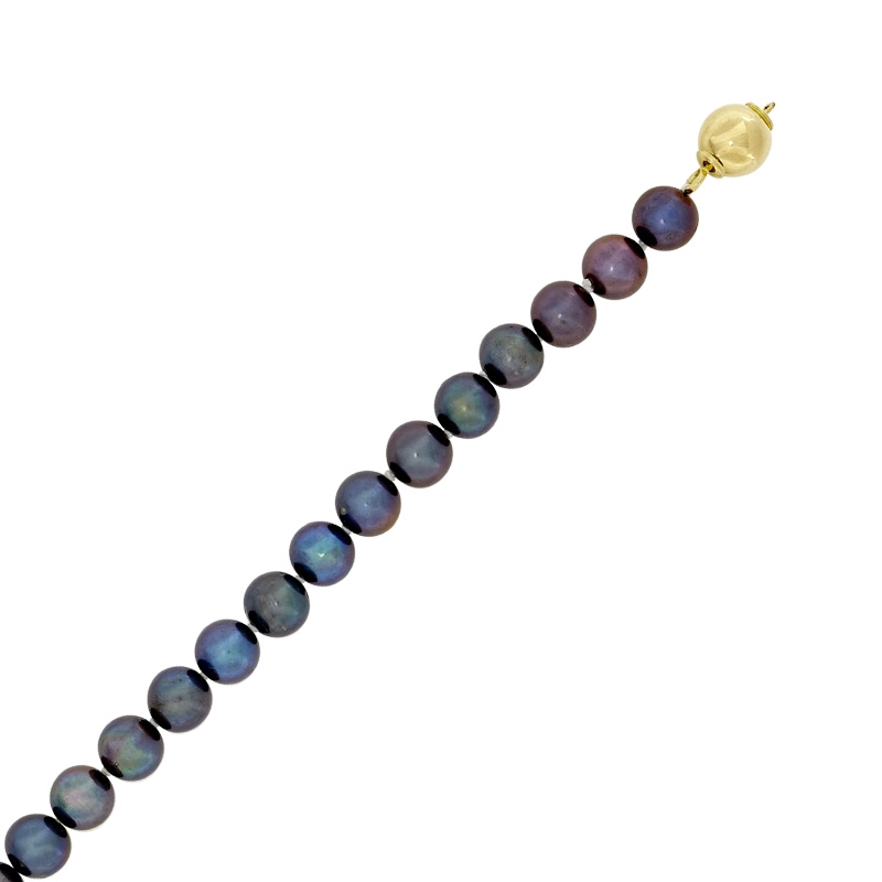 Pulsera con perlas de 7 mm de ancho aprox con broche en oro amarillo de 18 Kilates, 19 cm. de largo
