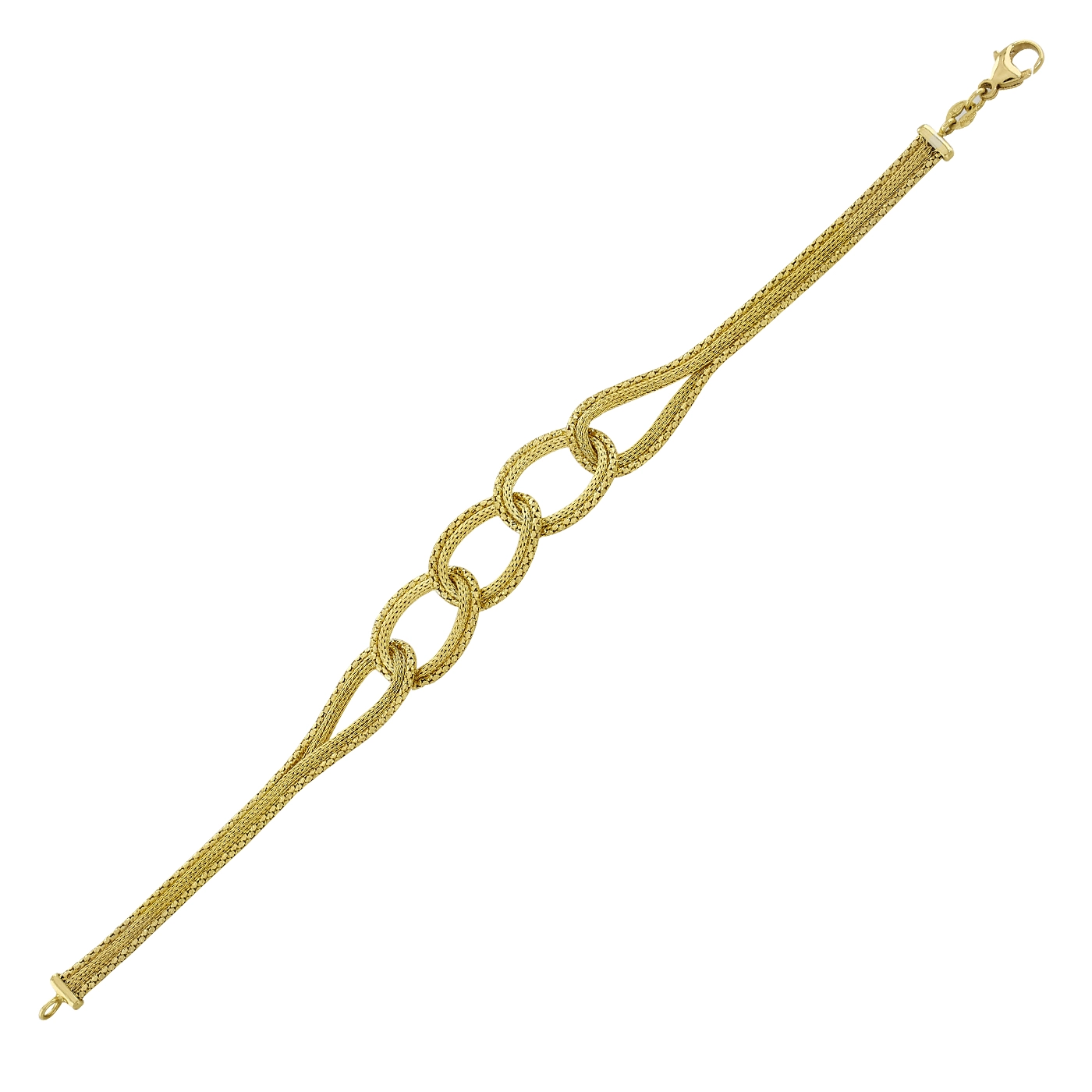 Pulsera en oro amarillo de 18 Kilates con visos, 19 cm. de largo, 4.50 mm. de ancho