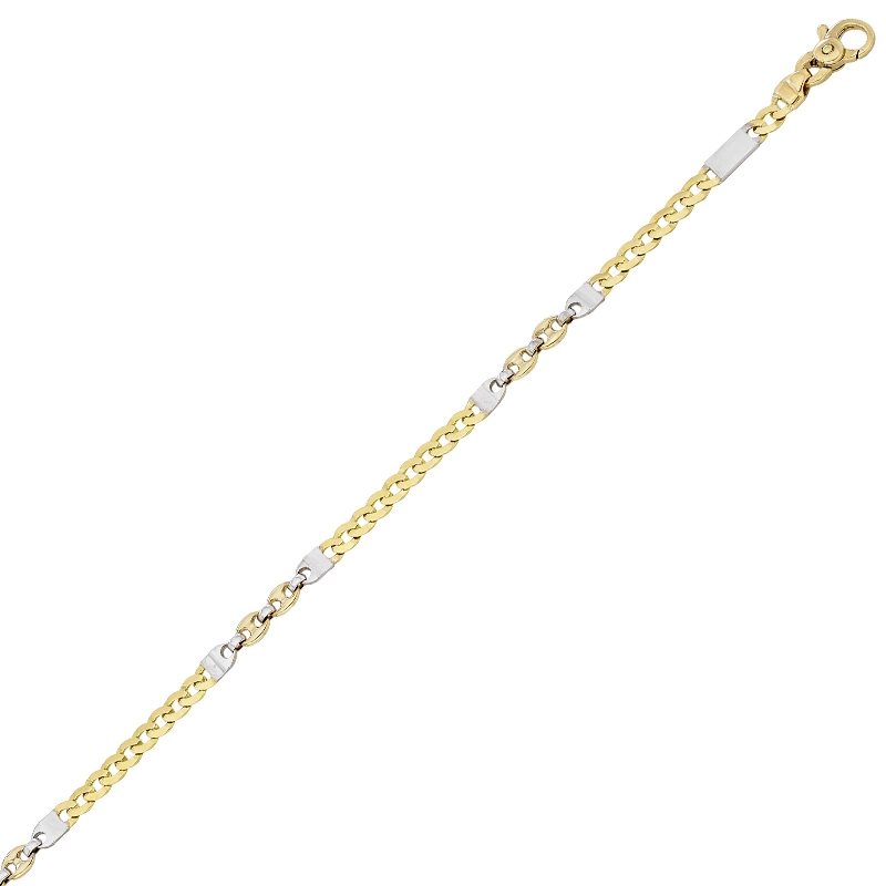 Pulsera en oro amarillo de 18 Kilates, 21 cm. de largo, 4 mm. de ancho