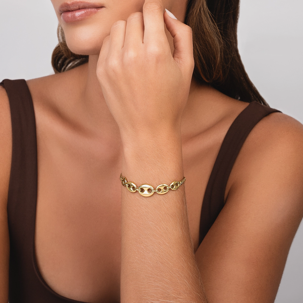 Pulsera en oro amarillo de 18 Kilates, 18 cm. de largo, 3.50 mm. de ancho