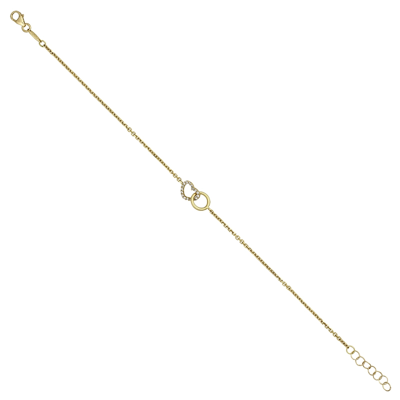 Pulsera de corazón en oro amarillo de 18 Kilates, con zircones