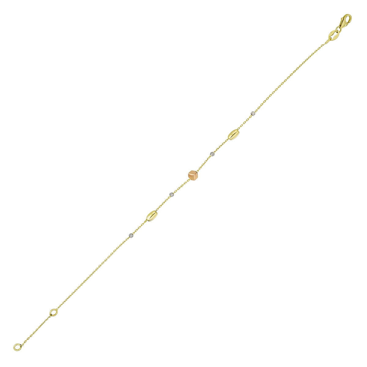 Pulsera en oro amarillo de 18 Kilates con visos, 17 cm. de largo, 0.50 mm. de ancho