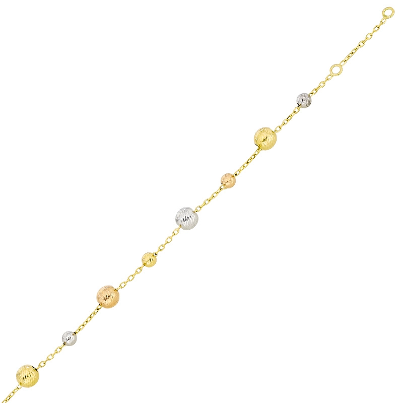 Pulsera en oro amarillo de 18 Kilates con visos, 19 cm. de largo, 1 mm. de ancho