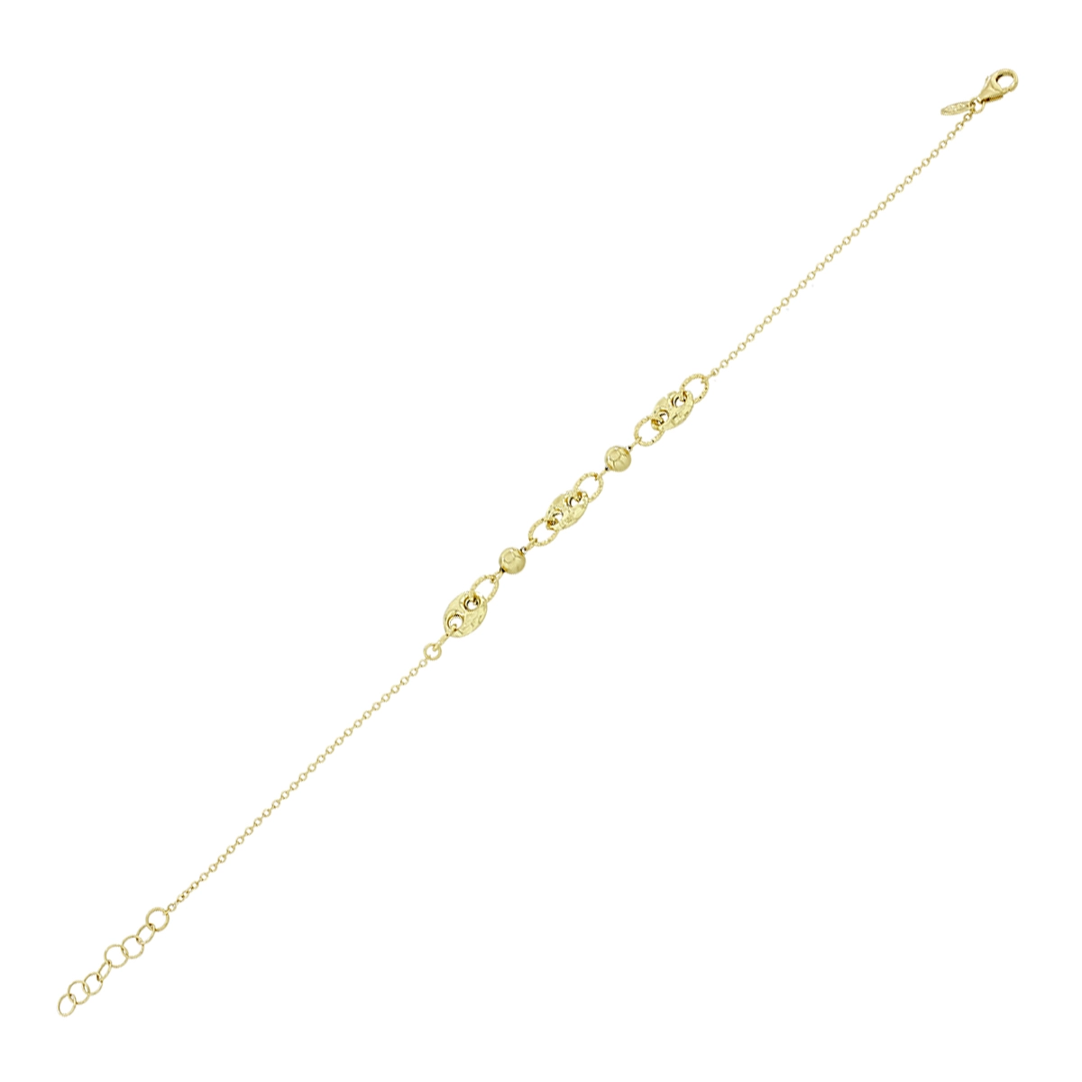 Pulsera en oro amarillo de 18 Kilates con visos, 18 cm. de largo, 1 mm. de ancho